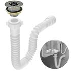 Sifão Sanfonado Universal 61cm Branco + Válvula Americana | A